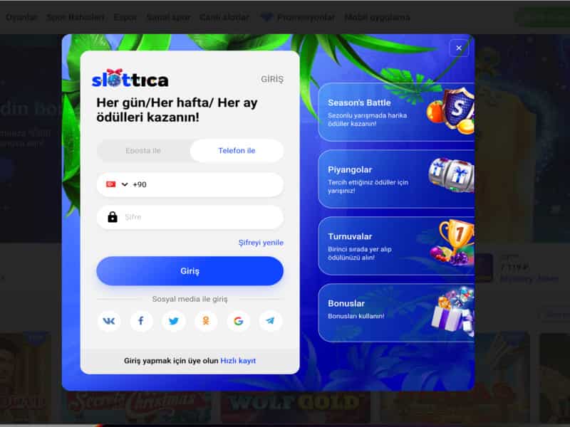 Aviator oynamak için Online Casino Slottica'ya kayıt olmak